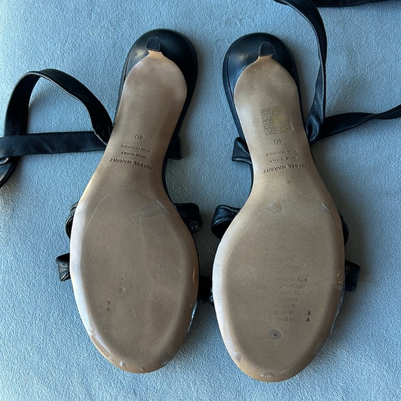 New (NWOB) ISABEL MARANT Black Leather Ankle Strap Sandals Size 40 EU / 10 US - Picture 6 of 8
